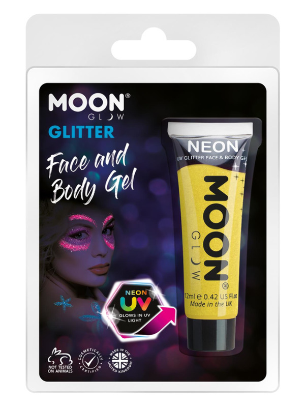 Moon Glow Neon UV Fine Glitter Gel, Golden