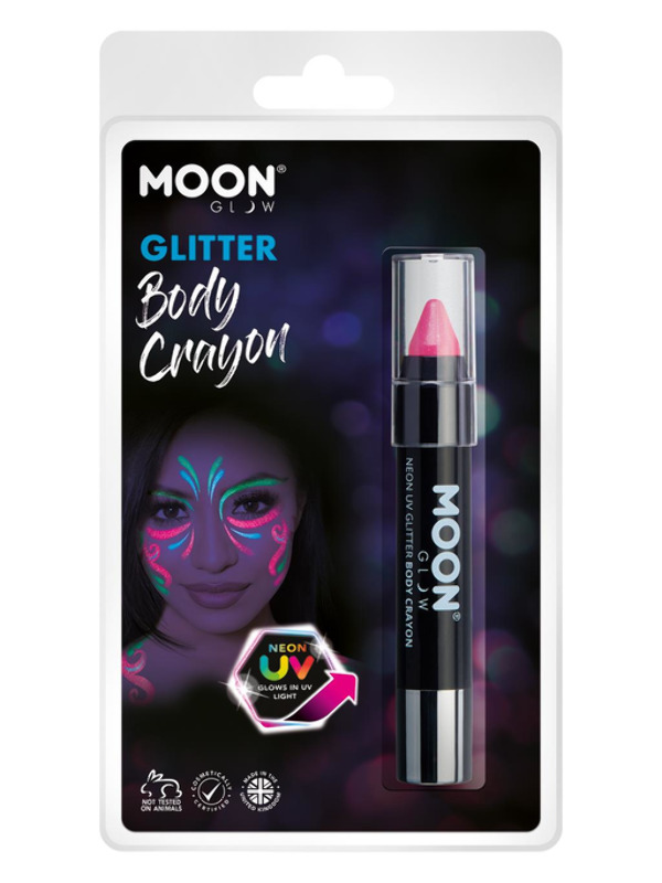 Moon Glow - Neon UV Glitter Body Crayons, Pink