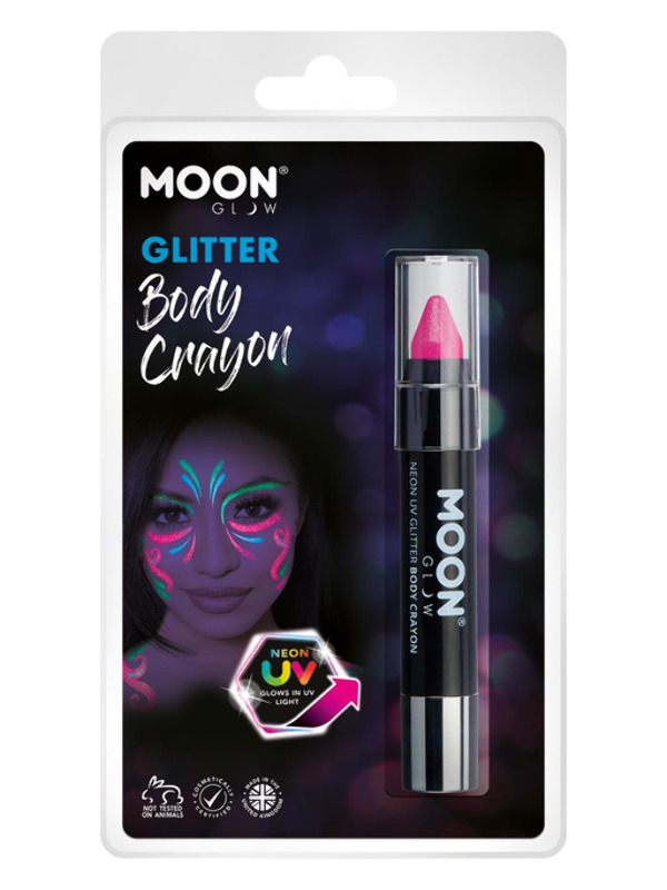 Moon Glow - Neon UV Glitter Body Crayons, Magenta