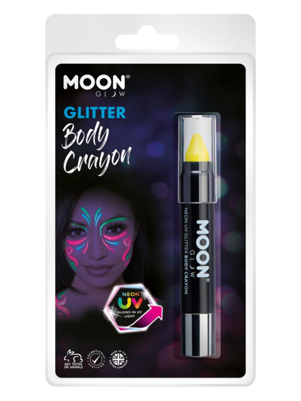 Moon Glow - Neon UV Glitter Body Crayons, Yellow
