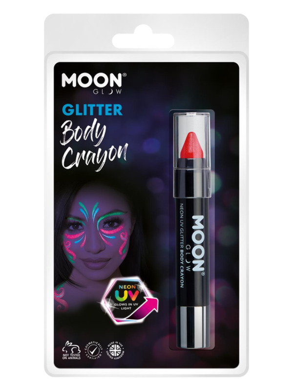 Moon Glow - Neon UV Glitter Body Crayosn, Red