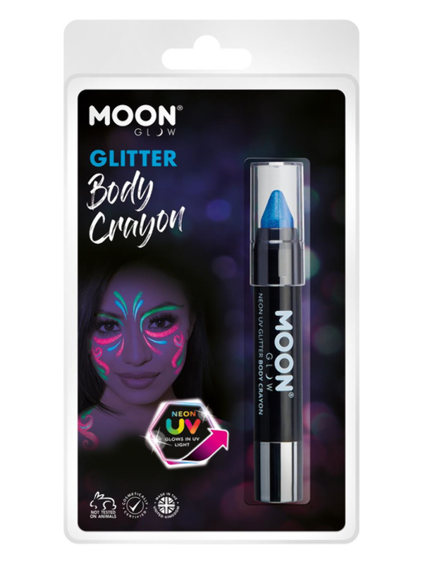 Moon Glow - Neon UV Glitter Body Crayons, Blue