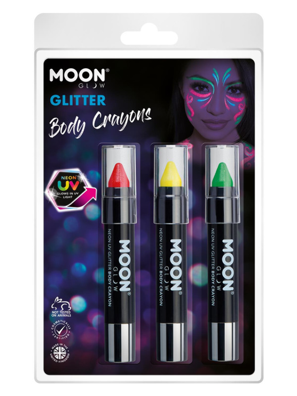 Moon Glow - Neon UV Glitter Body Crayons,