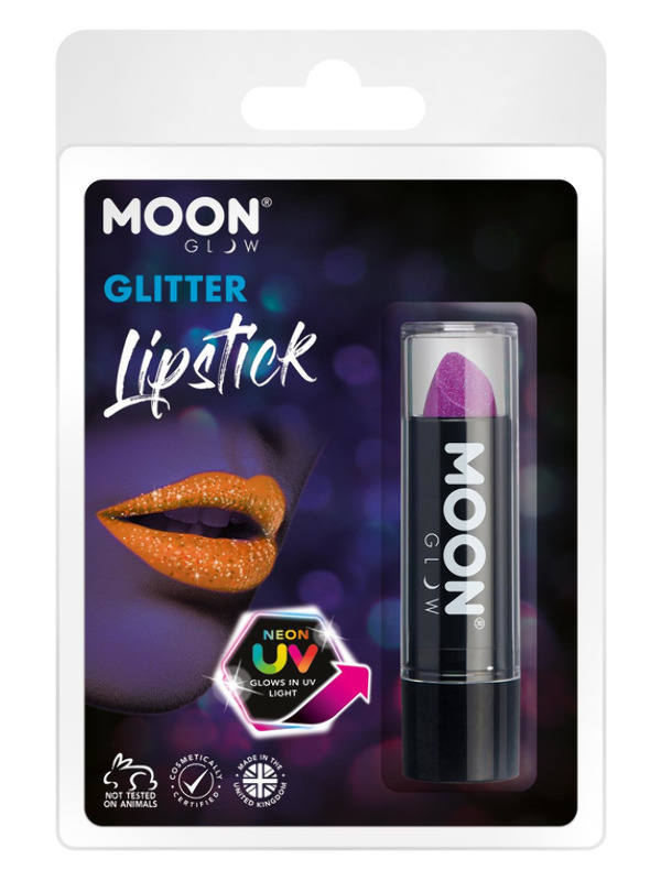Moon Glow - Neon UV Glitter Lipstick, Purple