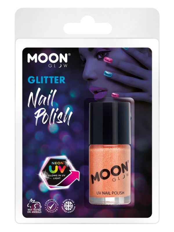Moon Glow - Neon UV Glitter Nail Polish, Orange