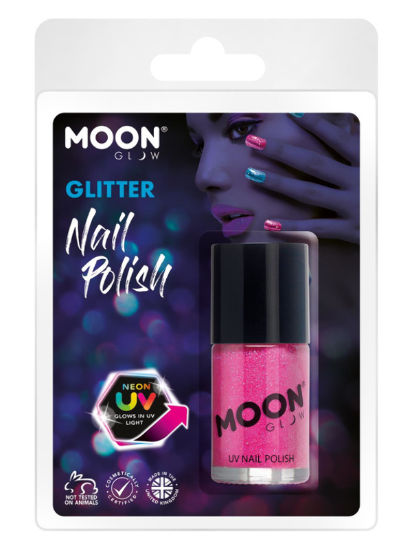 Moon Glow - Neon UV Glitter Nail Polish, Magenta