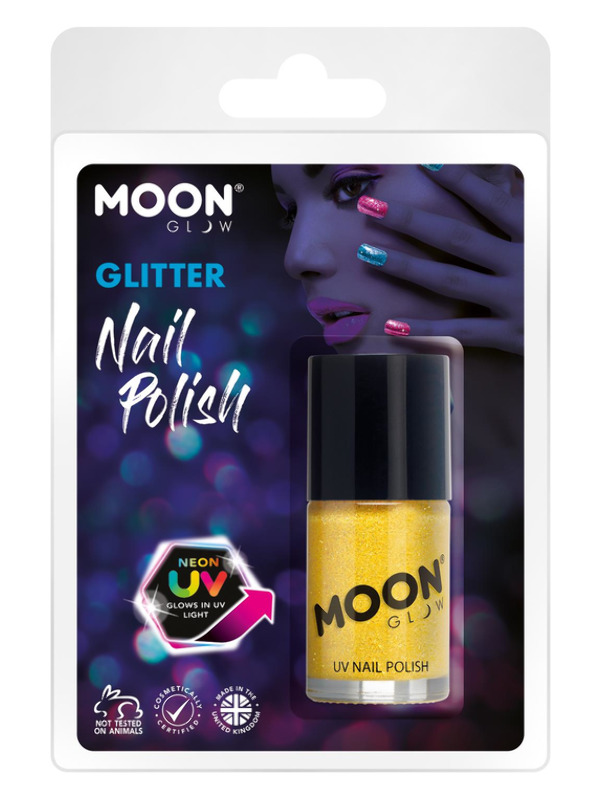 Moon Glow - Neon UV Glitter Nail Polish, Golden