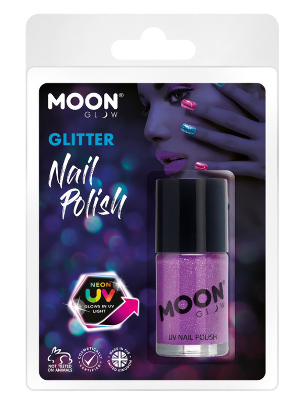 Moon Glow - Neon UV Glitter Nail Polish, Purple