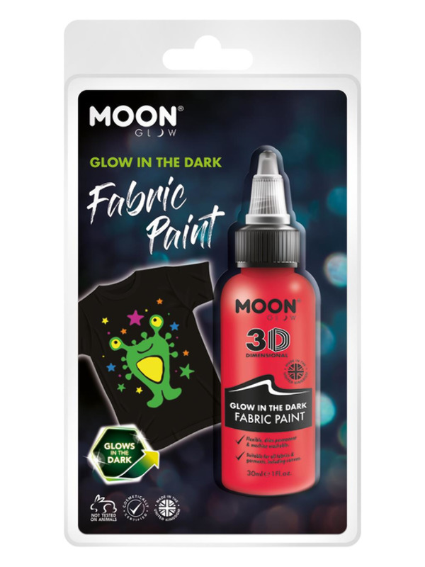 Moon Glow - Glow in the Dark Fabric Paint, Red