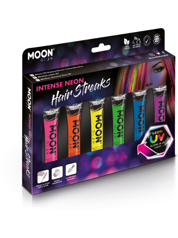 Moon Glow Intense Neon UV Hair Streaks, Assorted