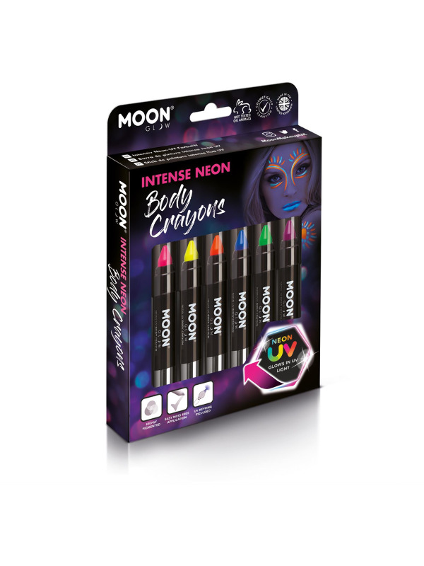 Moon Glow Intense Neon UV Body Crayons, Assorted