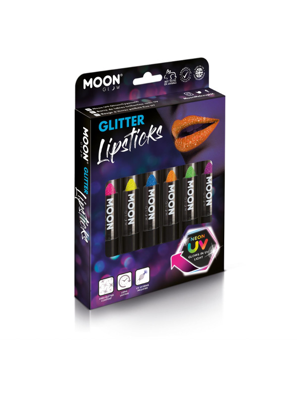 Moon Glow - Neon UV Glitter Lipstick, Assorted